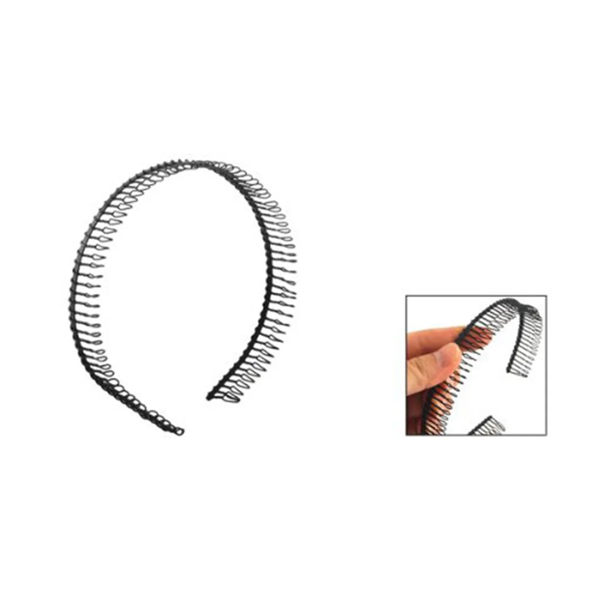 AT53 6X Metal Teeth Comb Hairband Hair Hoop Headband Black for Woman