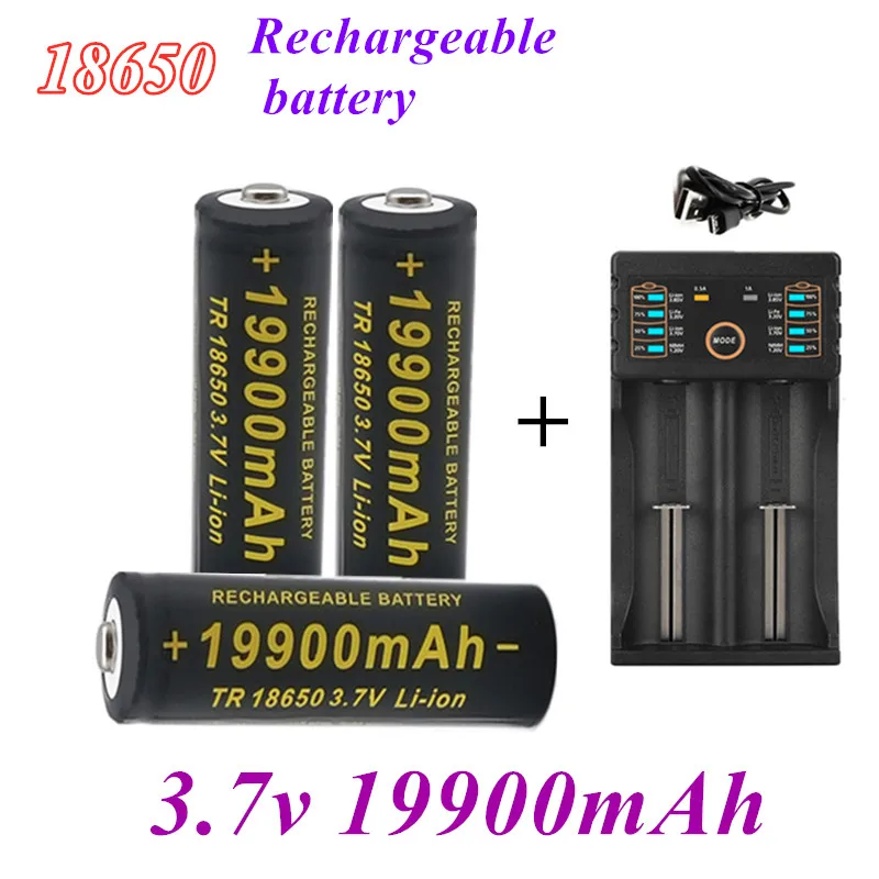 OK New 18650 battery 3.7V 19900mAh rechargeable liion  for Led flashlight    Wholesale +USB charger