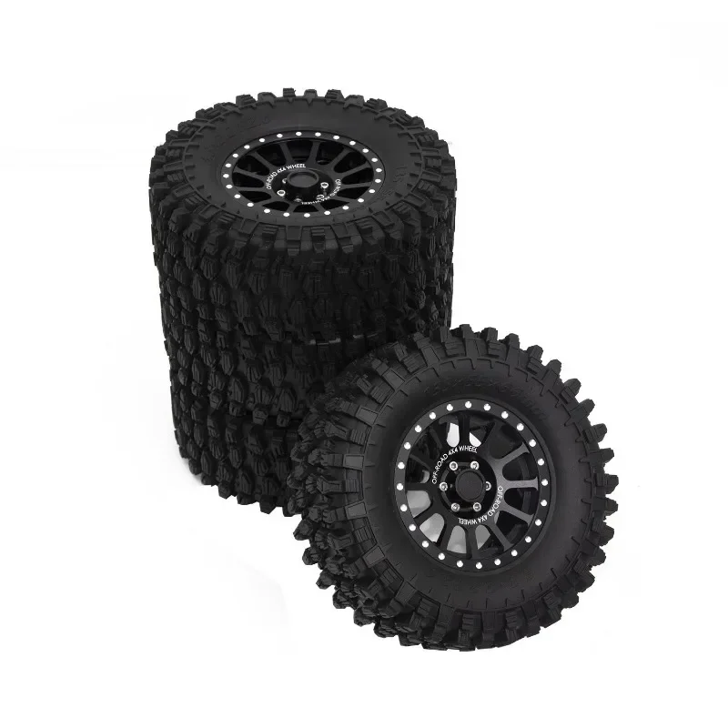 4Pcs 2.6 Inch Metal Beadlock Wheel Rim 135mm Rubber Tire Tyre for 1/10 RC Crawler Car Axial SCX10 Wraith RR10 Capra, 1