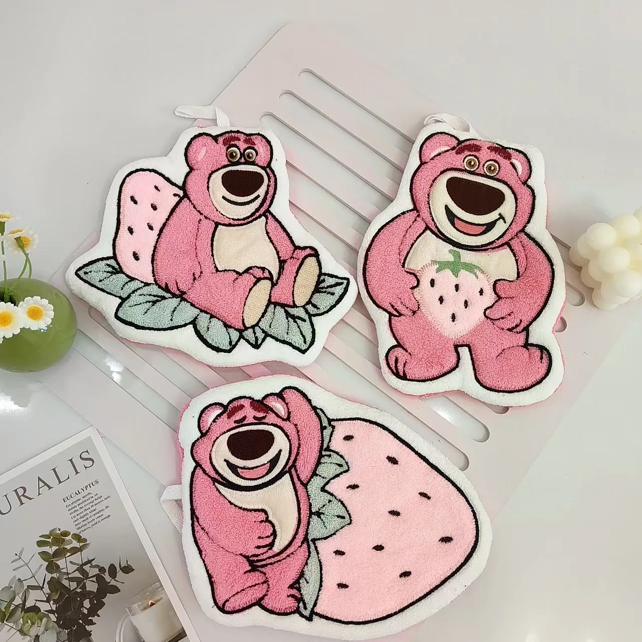 

New Disney Lotso Hands Towels Hanging Type Kawaii Washcloth Super Soft Thickening No Shedding Coral Fleece Kitchen Bathroom Gift