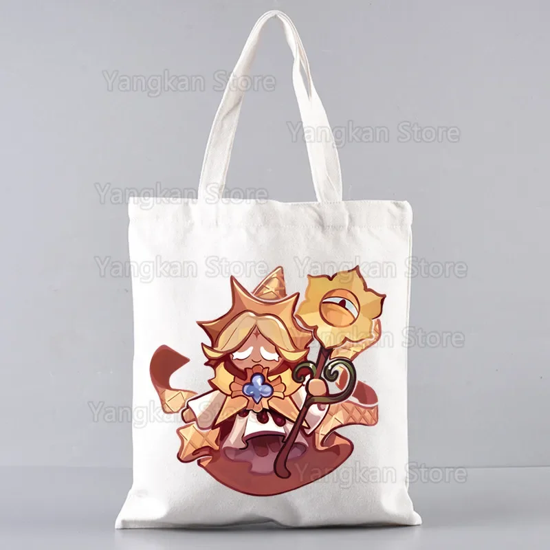 

Shadow Milk Cookie Run Kingdom Handbags Canvas Tote Shopping Bags Reusable Shopping Bag Eco Foldable