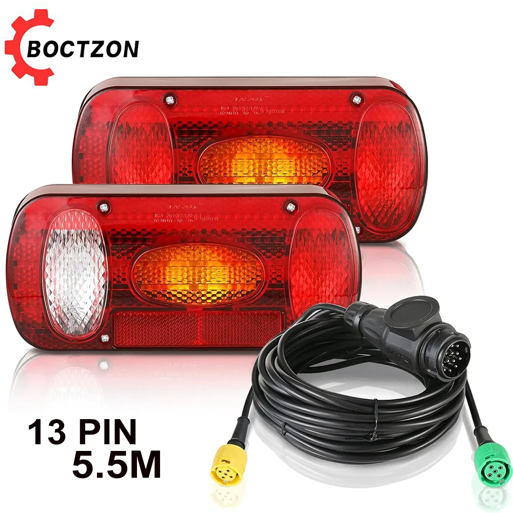 

1 Set E-Marked 12V 13-Pin 5.5m Wiring Harness Rear Tail Light Stop Brake Signal Number Plate Reflector Lamp Truck Trailer Lorry