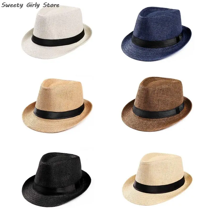 Summer Linen Sun Hat Retro Fashion Jazz Hat Men Women Classic Panama Wedding Party Fedora Caps Performance Chapeau Gentleman