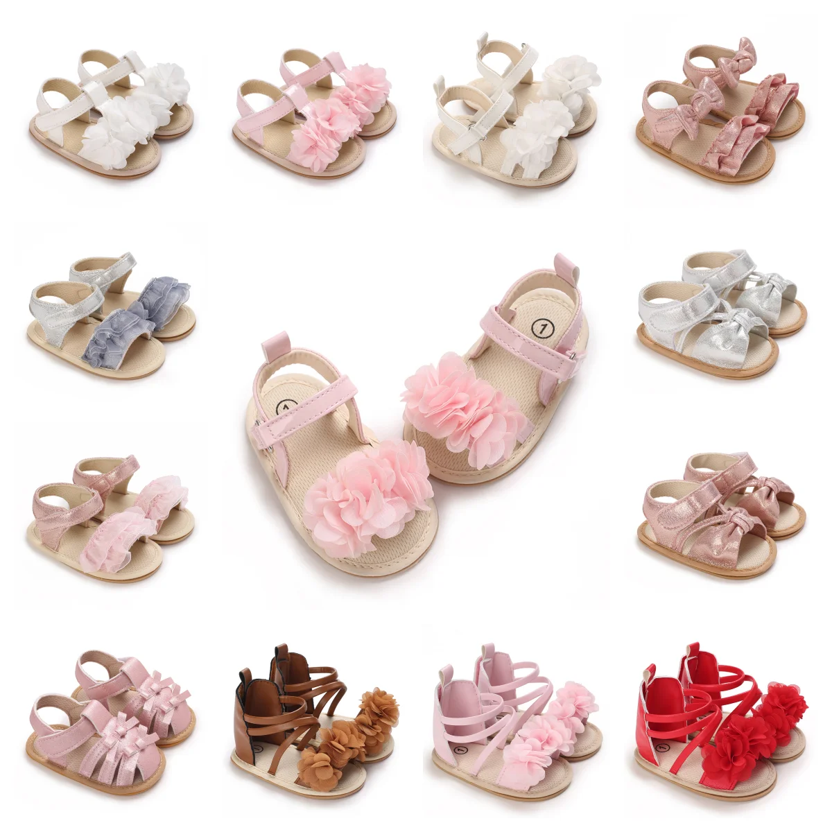 

Summer Baby Sandals Outdoor Anti slip Soft Rubber Sole Baby First Step Shoes Girl Sweet Flower Casual Princess Shoes