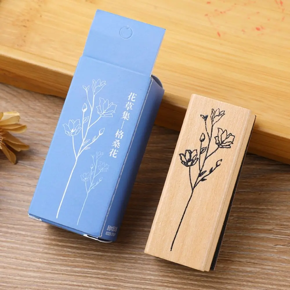 Gifts Wood Vintage Flower Plant Stamping Arts DIY Wooden Stamps Crafts Stationery Scrapbooking Stamps