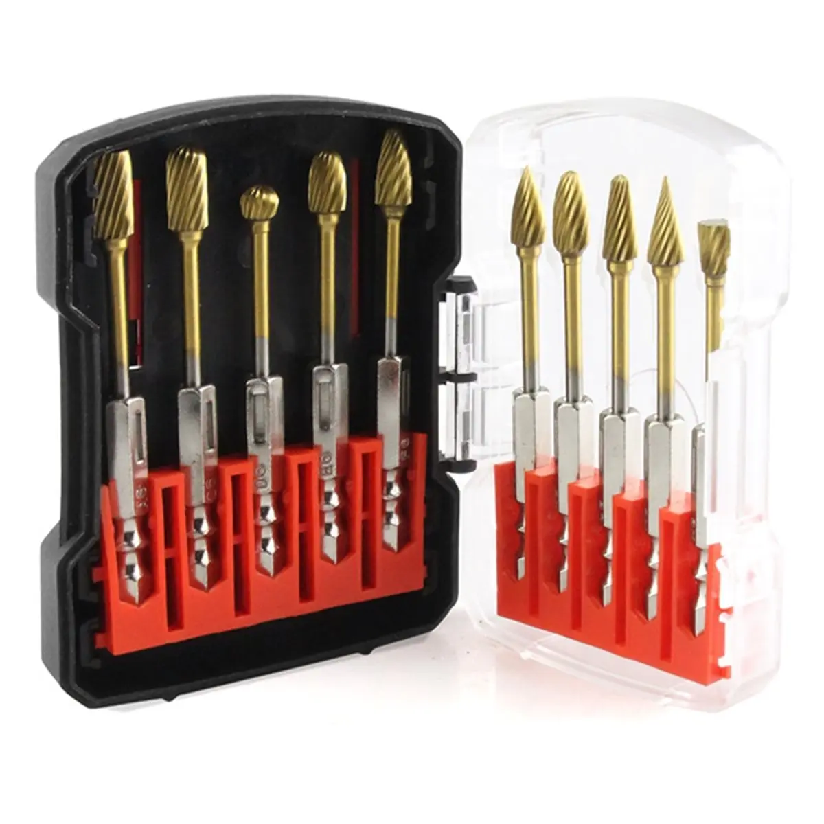 DT35BG 10PCS Titanium Gold Carbide Burr Set