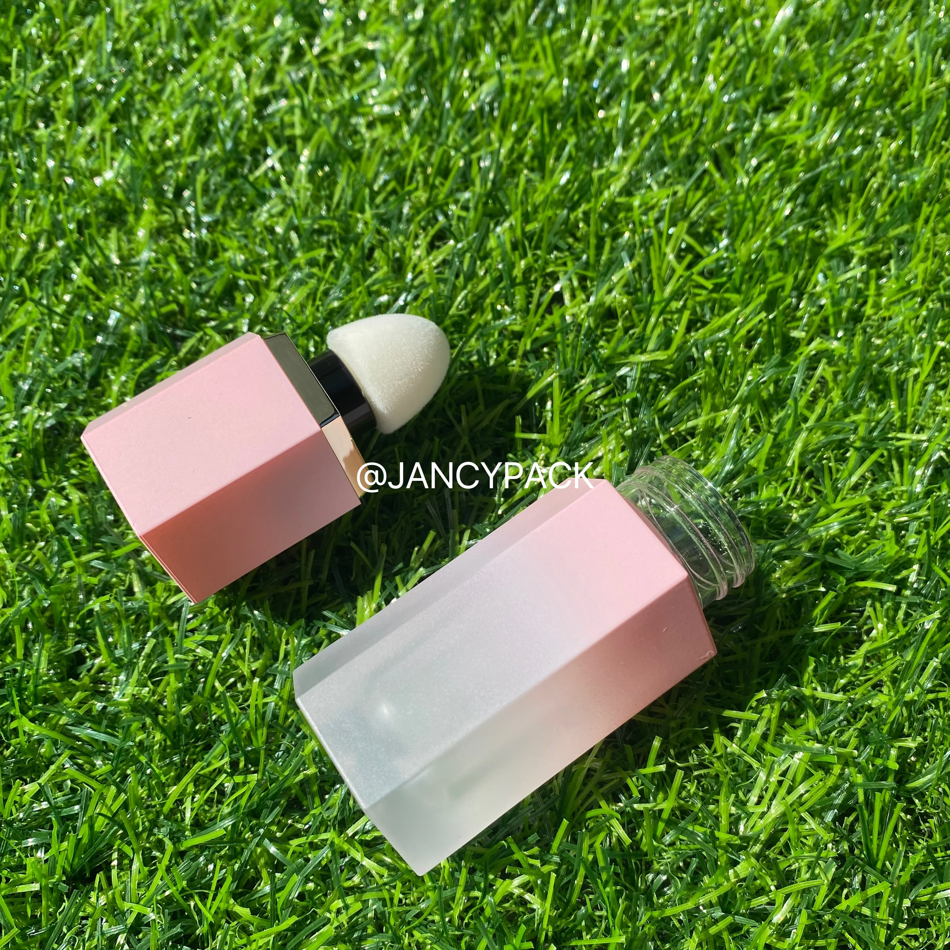 7ml Pink empty Blush Contouring Shadow Blusher Powder Cheek Tint Cosmetics container bottle with soft sponge