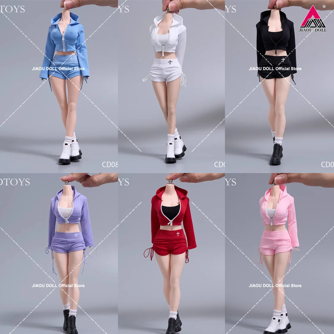 

cdtoys 1/6 cd086 Casual Sportswear Top Vest Drawstring Shorts Jacket Shoes Model Fit 12" Female Soldier Action Figure Body Dolls