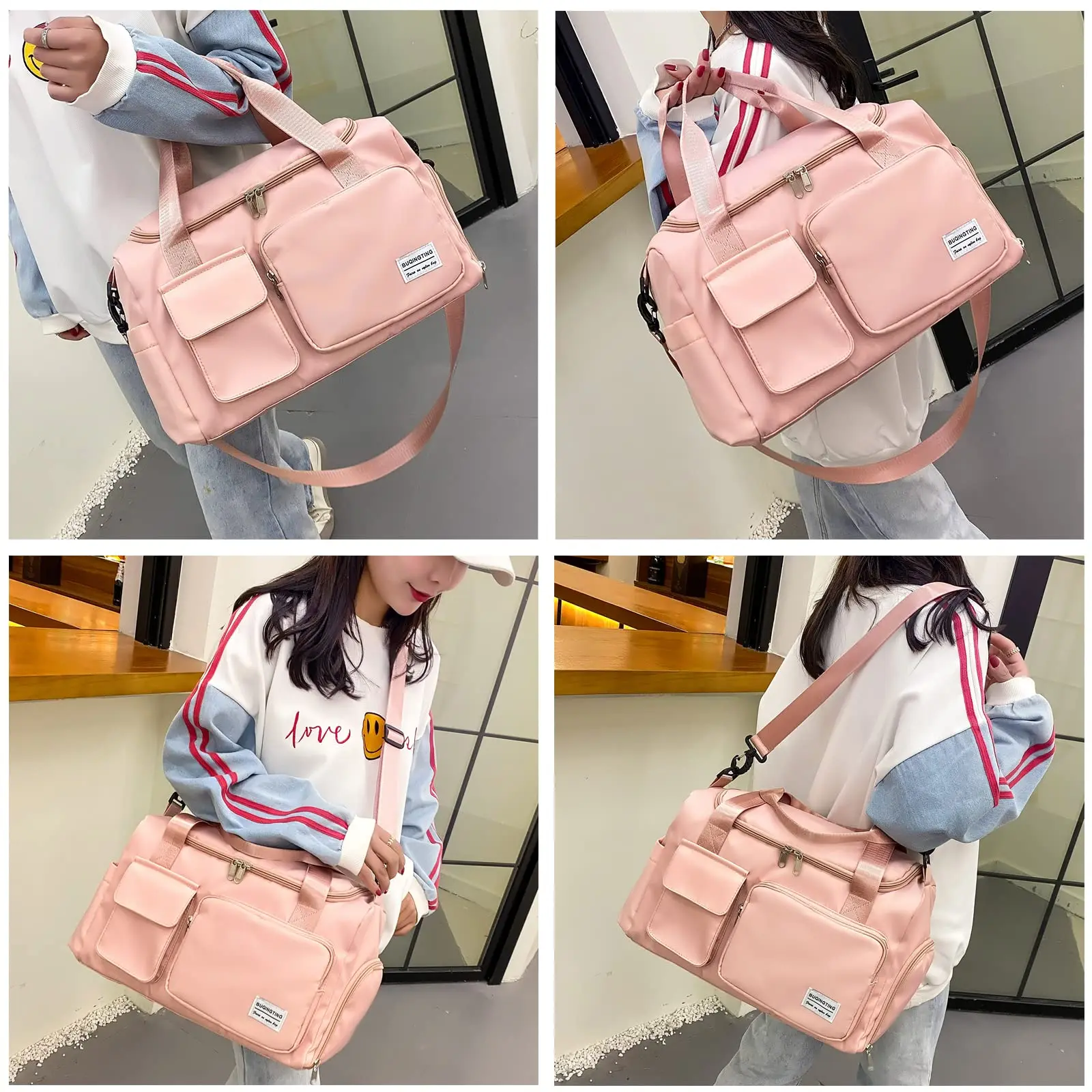 Mark royal Reise Segeltuch taschen Sporttasche für Frauen Reisetaschen wasserdichte Schulter Schuh fach Tasche Handtasche Drops hipping – Detail 9