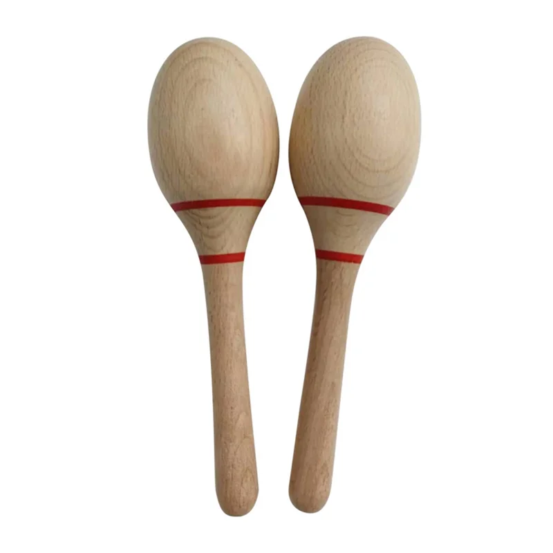 8Inch Hand Percussion Rattles, Beech Wood Rumba Shakers, Latin Musical Instrument for Games Party Favors