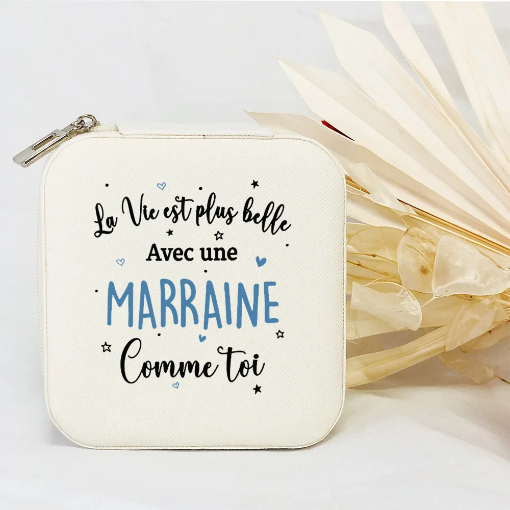 Do You Want To Be My Godmother Printed Jewellery Box Women Jewelry Case Travel Earring Ring Storage Box Marraine Request Gift