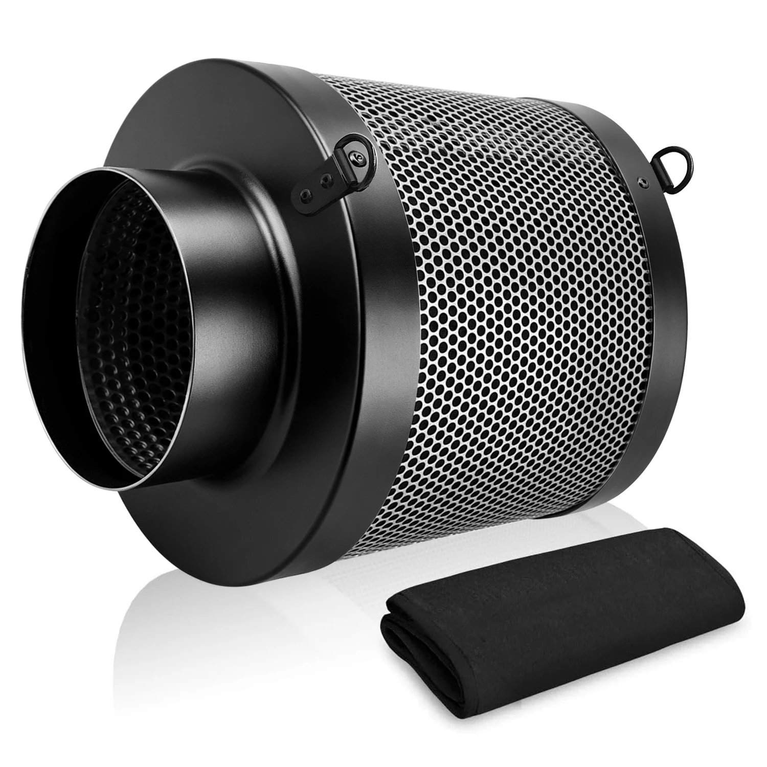 4X8 inch (10X20CM) activated carbon filter paired with plant growth tent duct fan for greenhouse planting filtration