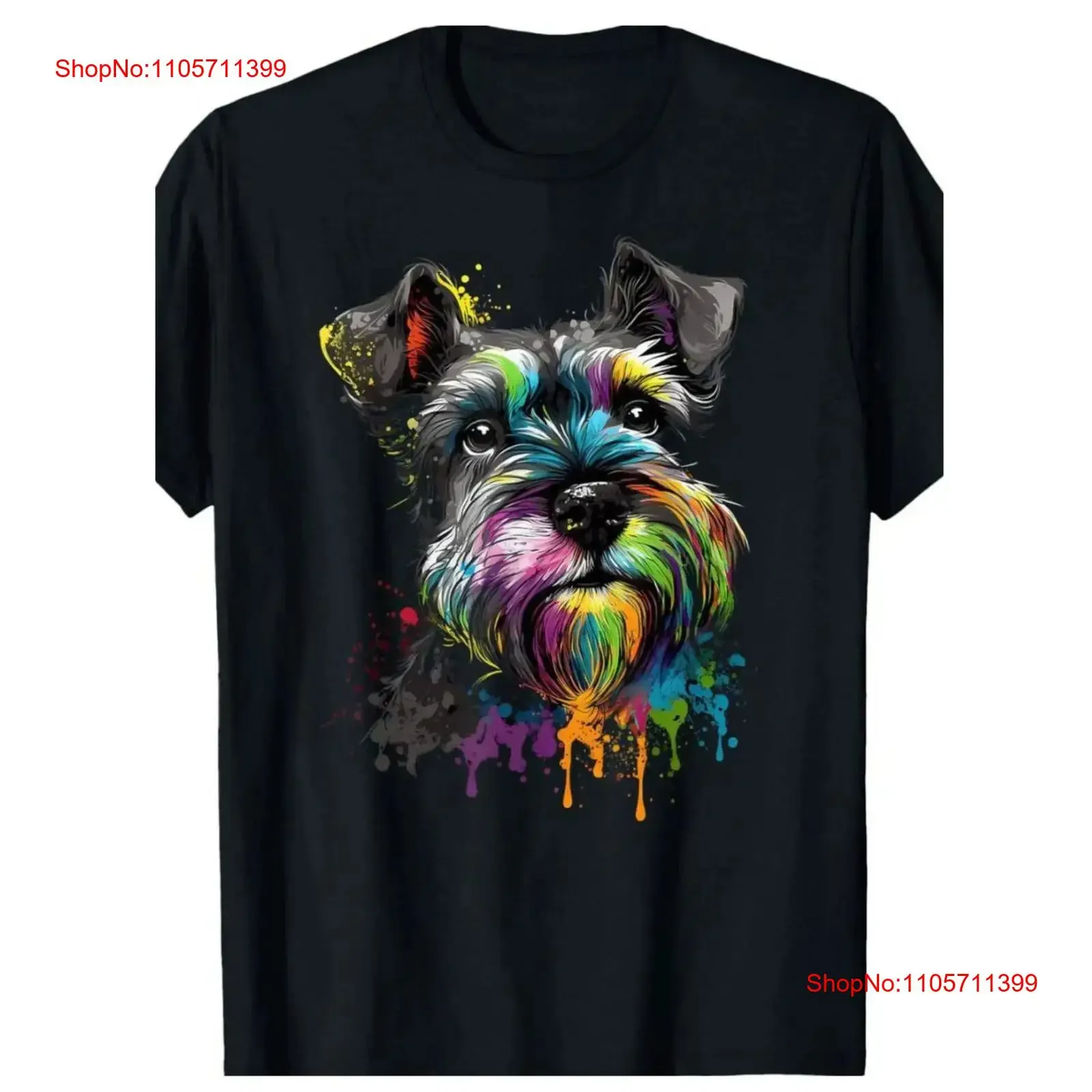 Miniature Schnauzer Dog Face T Shirt Colorful Pet Lover long or short sleeves vintage Washed Stylish designer clothes homme