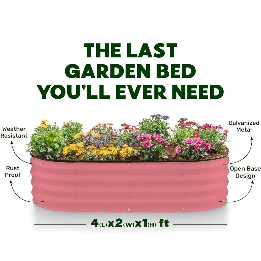 أسرة حديقة مرتفعة مجلفنة مطورة بالكامل في الهواء الطلق // 4 × 2 × 1 قدم أغطية مرتفعة لزراعة البستنة والخضروات والزهور #5