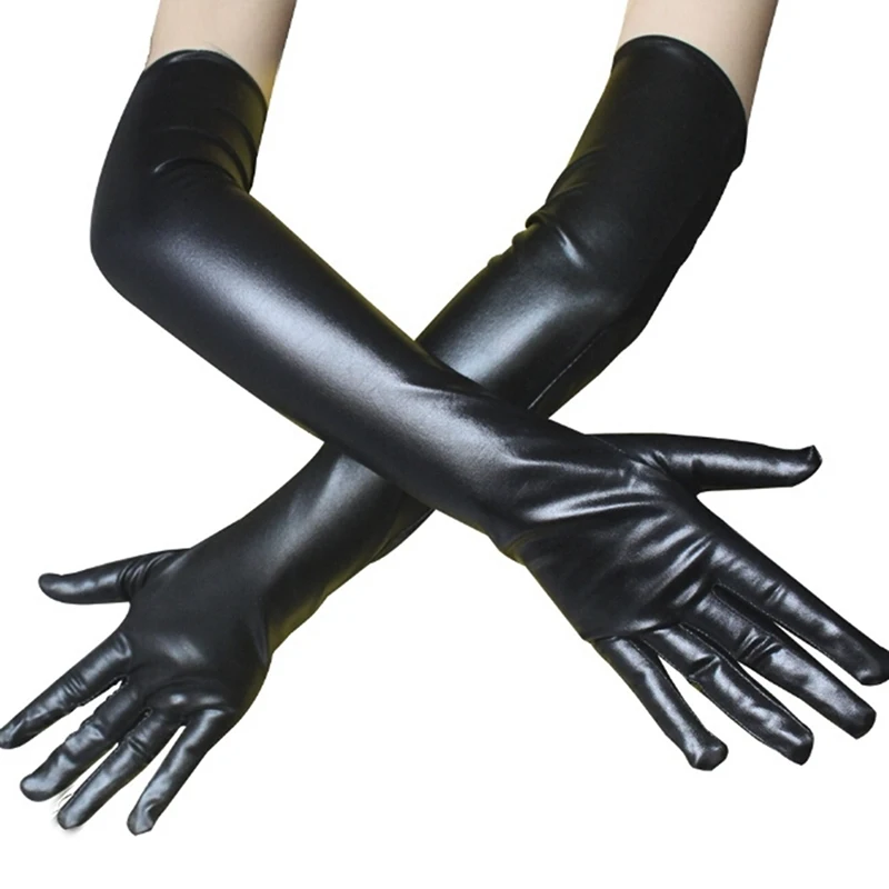 Gants longs brillants pour femmes sexy, en cuir et latex, pour clubwear, costume de fête, haute qualité, durables