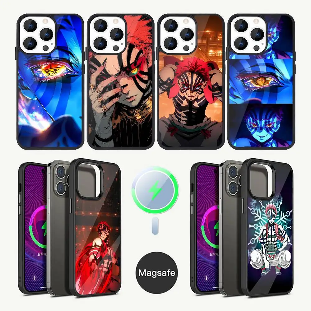 

Demon Slayer A-Akaza Phone Case For iPhone 16,15,14,13,12,11,Plus,Pro,Max Mini Magsafe Magnetic Wireless Charging