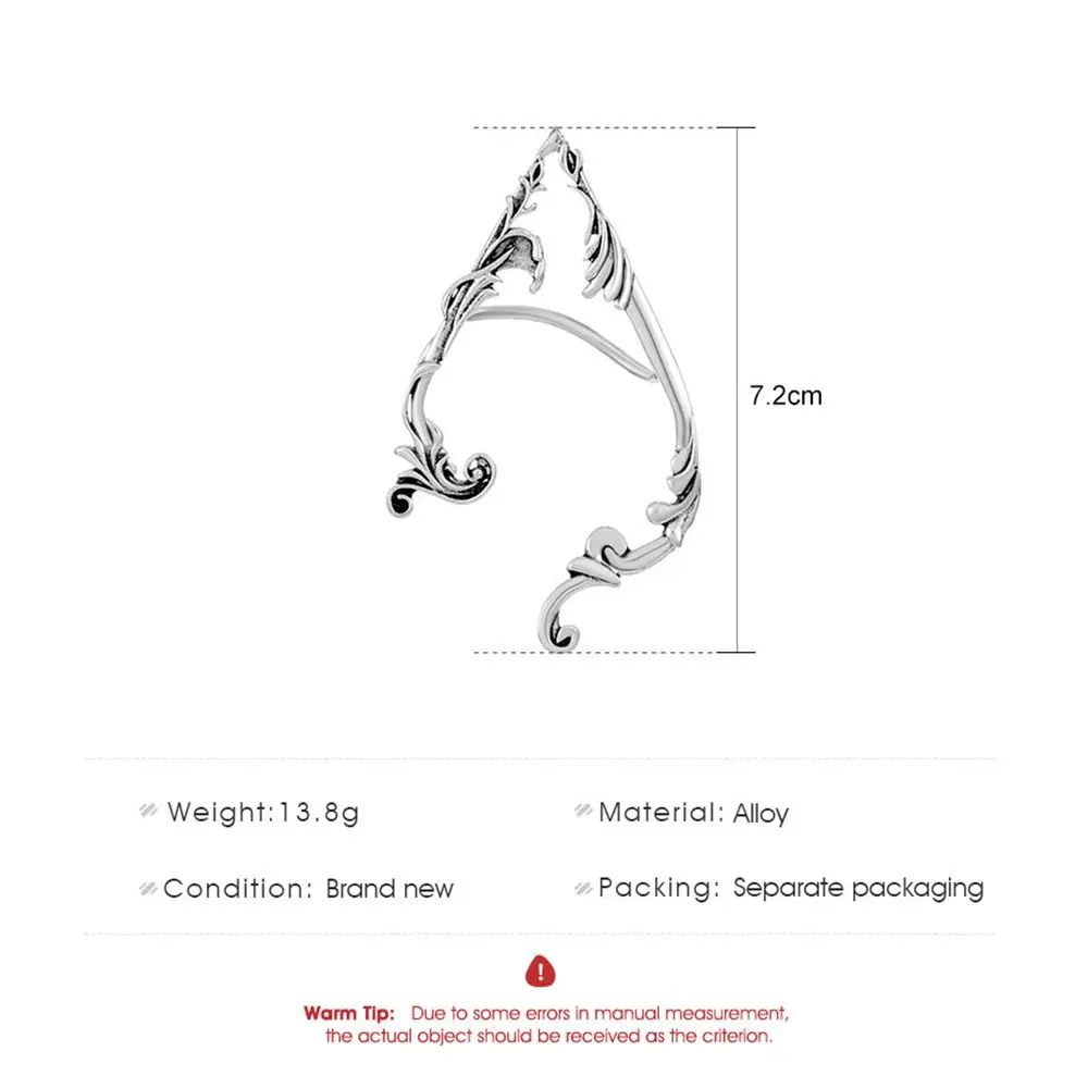 Retro Punk Fashion Design Lady Solid Color Alloy Women Earrings Pierced Earrings Korean Ear Bone Clip Gothic Elves Ear Cuff view 6