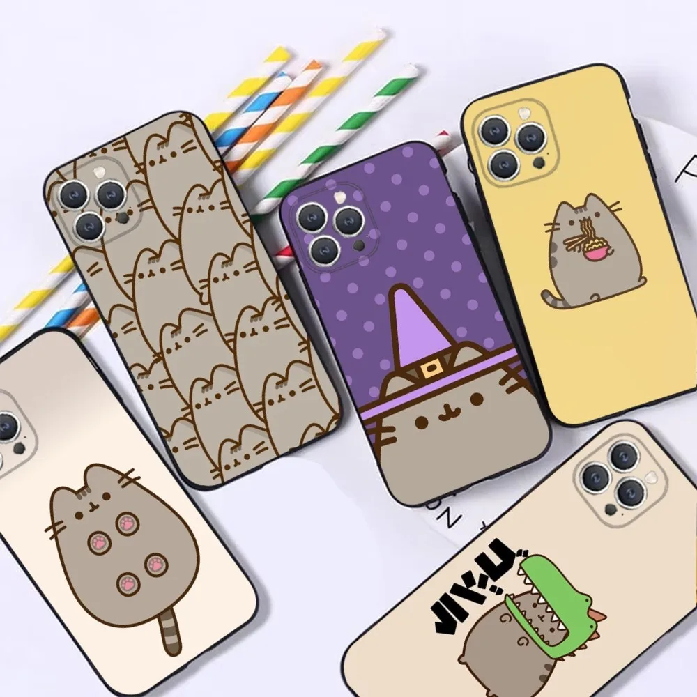 Kawaii Cat P-Pusheen Phone Case For iPhone 16,15,14,13,12,Pro,Max,11,7,8,Plus,XR,XS Max Shockproof Silicone Soft Shell