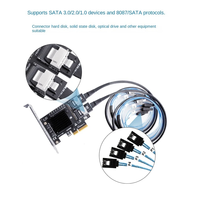 Imagem -06 - Pci-e para Port Adapter Card Discos Mini Sas Sata 3.0 Cartão de Expansão do Disco Rígido 6g Sff8087