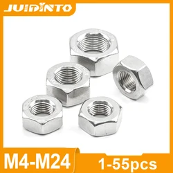 JUIDINTO Metric Fine Thread Hex Nut M4 M5 M6 M8 M10 M12 M14 M16 M18 M20 M22 M24 Stainless Steel Hexagon Nut for Screw Bolt