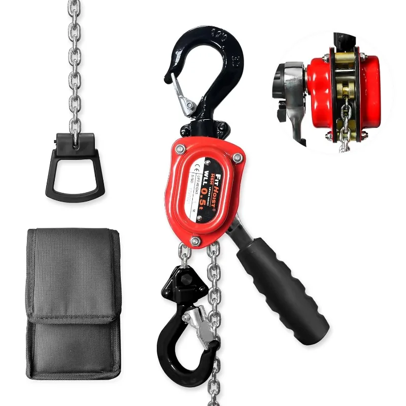

Manual Lever Chain Hoist Come Along 1/2 Ton 1100LBS 10FT Lift, Enhanced Pawl Brake Industrial G80 Alloy Steel w/ 360°