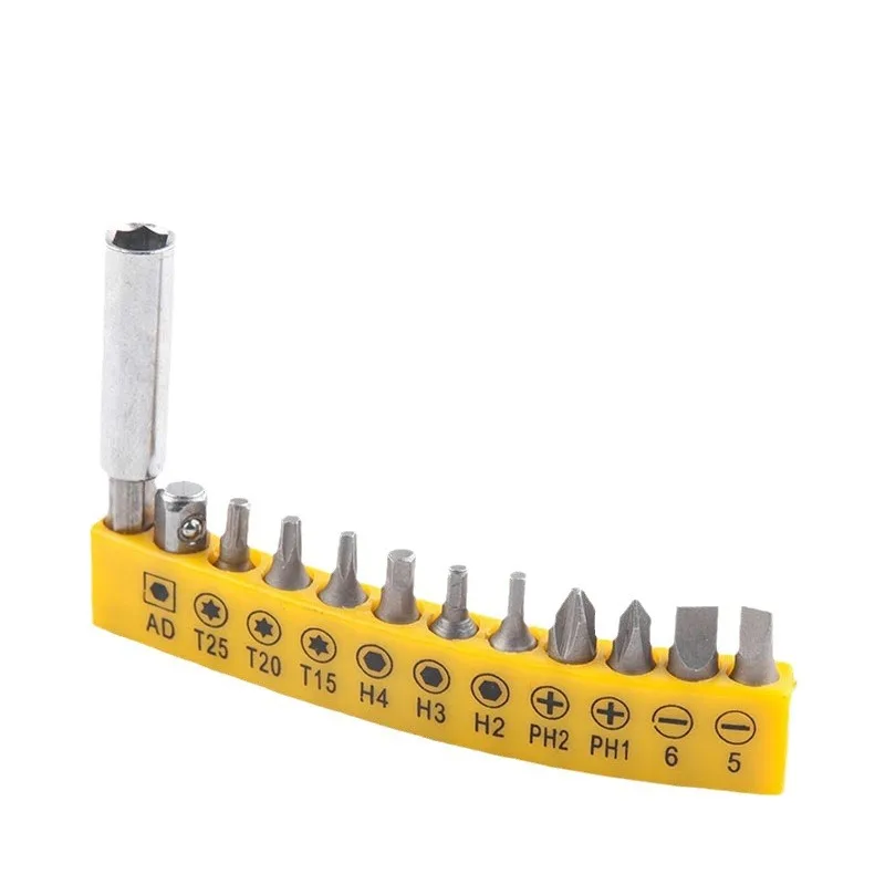 Factory direct sales 12 sets of batch head 1/4 interface 25MM square hex hex screwdriver electric drill accessories