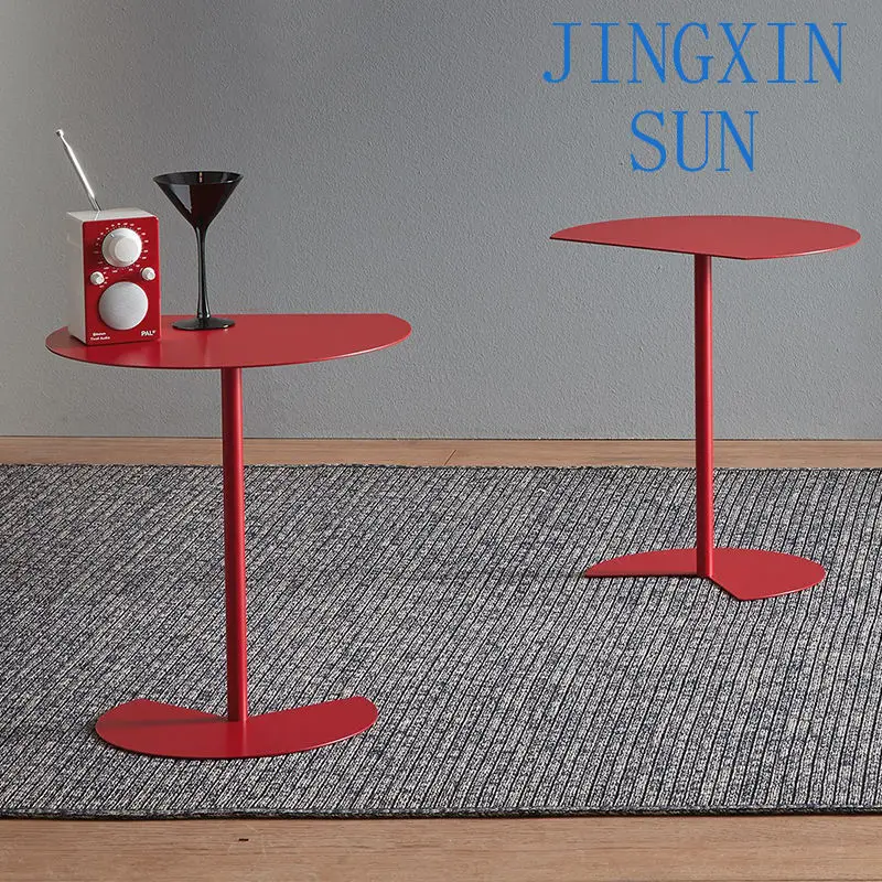 Modern simple living room sofa side table, black and white personalized corner balcony model room mobile coffee table