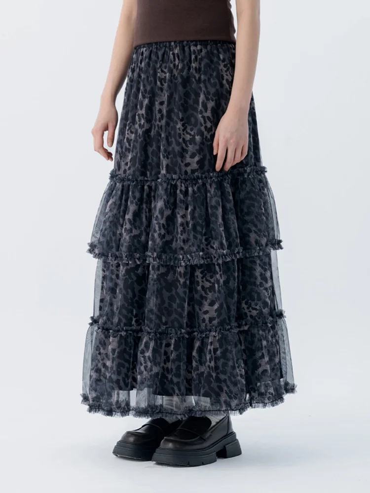 

Новая женская длинная юбка Queenshop весна-лето с леопардовым принтом, прозрачная, из дышащего полиэфирного волокна, повседневная, А-силуэт, в стиле «хлопковая вата»