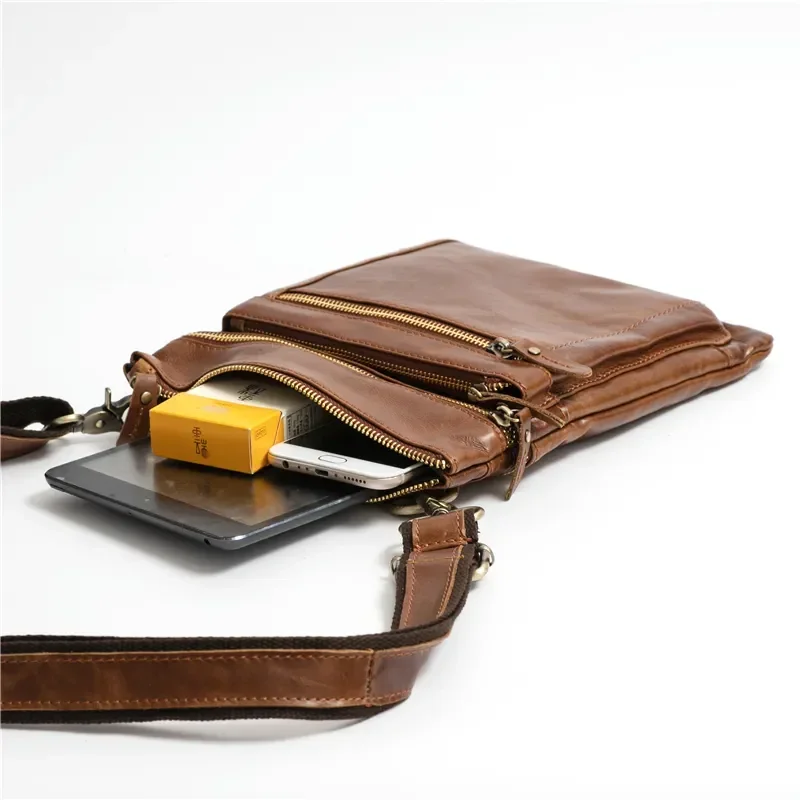 Imagem -04 - Bolsas Crossbody de Couro Genuíno para Homens Ipad Messenger Grande Case Hasp Shoulder Bags Moda Masculina