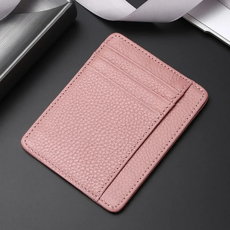 Custom Letters Genuine Leather Credit Card Holder Pebble Grain Short Card Cover Multi Slot Ultra-thin Card Case Small Coin Purse