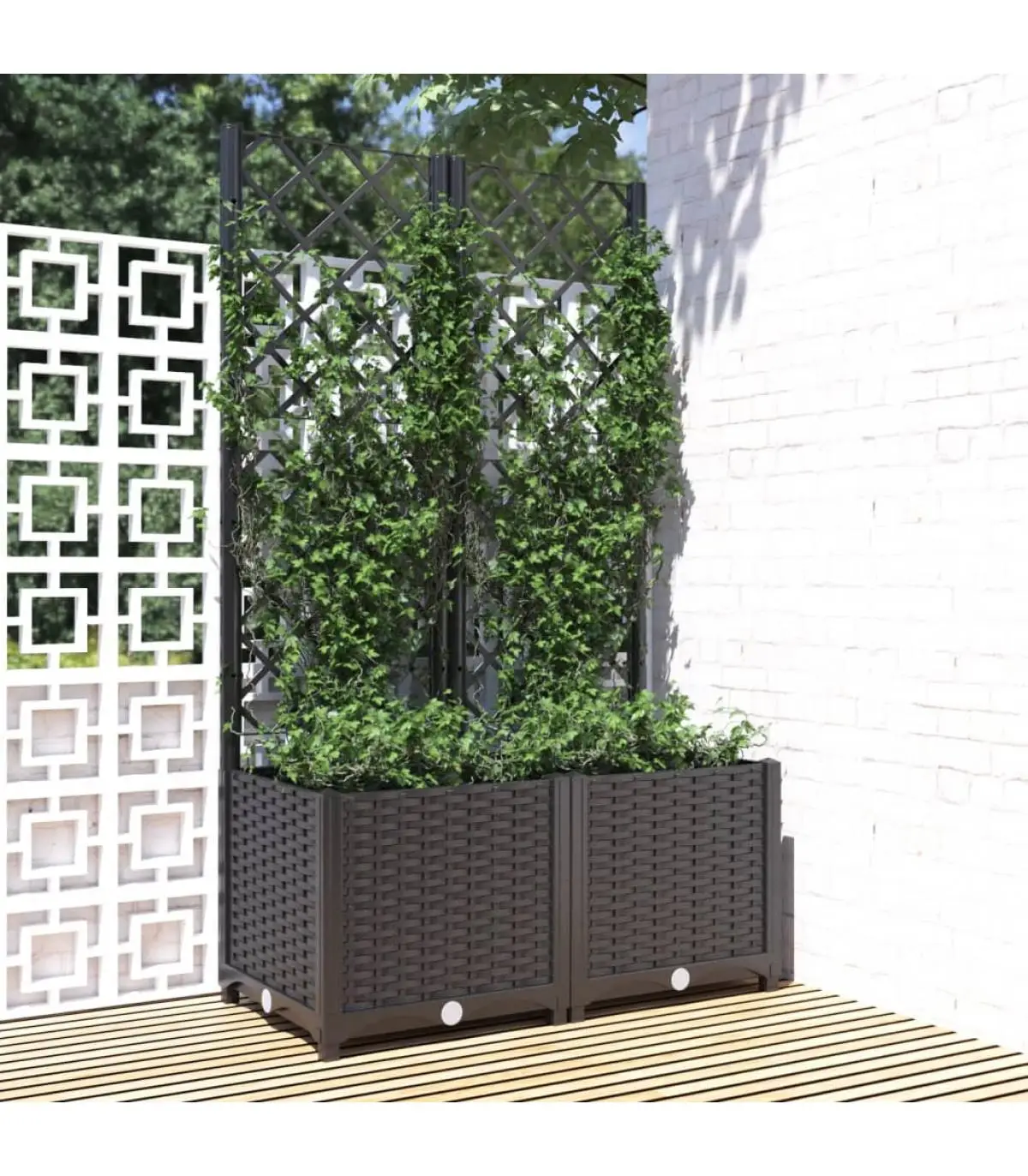 Planter pots and planters with black PP trellis 80x40x136 cm