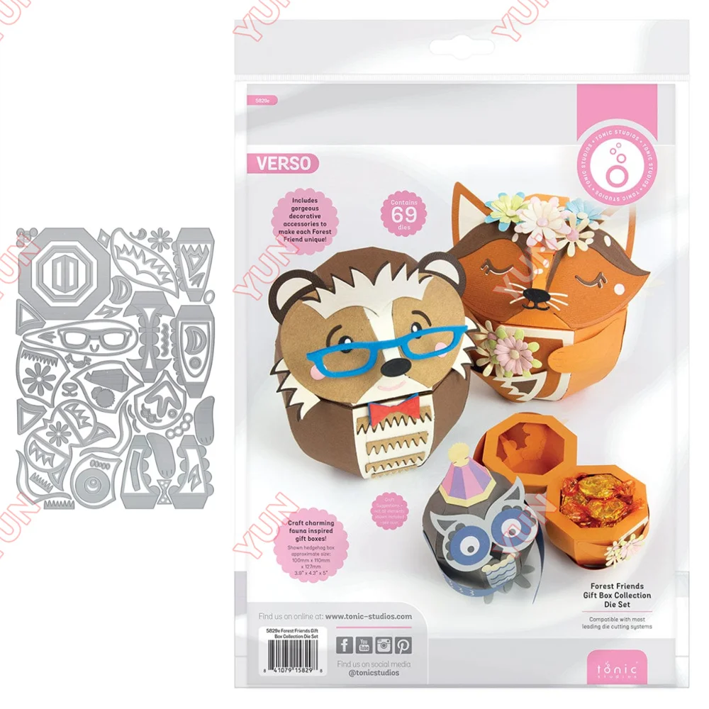 

Forest Friends Gift Box Die Set Collection Metal Cutting Dies 2025 New DIY Scrapbooking Embossing Molds Card Template Handmade