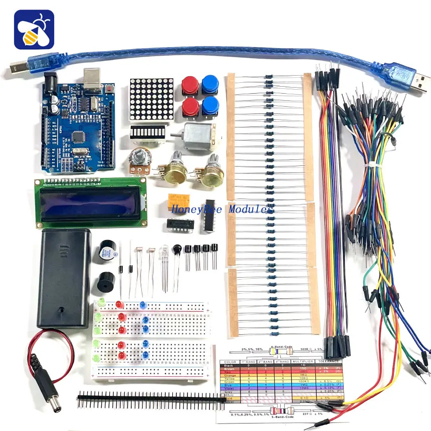 Super Starter Kit for  UNO R3 LCD1602 Display Breadboard Potentiometer Motor Learning Kit