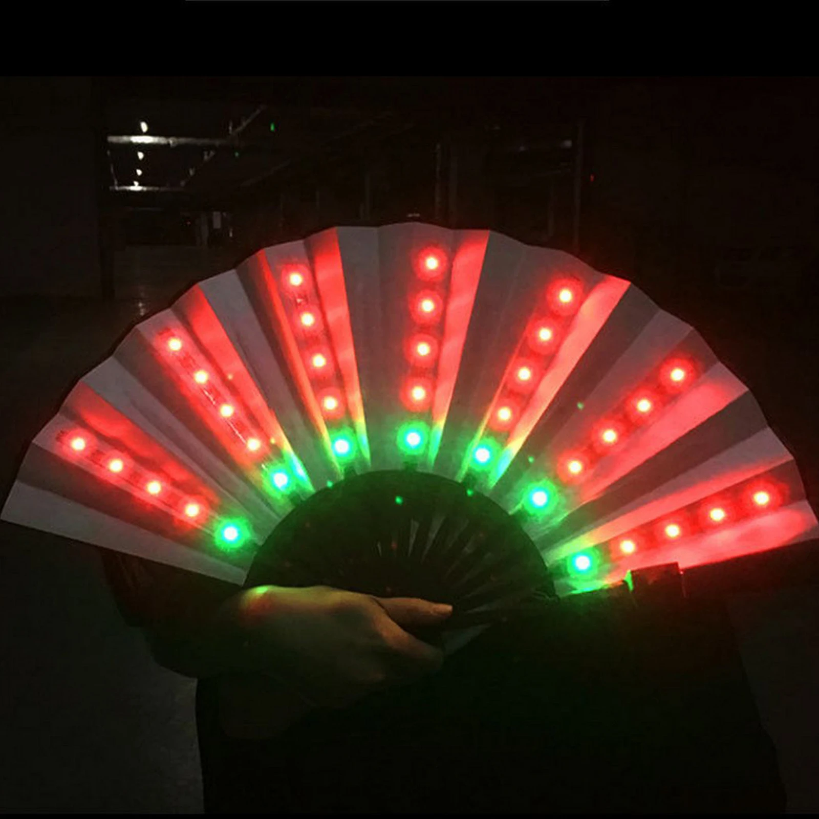 Party LED Glowing Fan Luminous Folding Fan Colorful Party/Dance LED Paper Fan Stage Performance DJ Show Light Up Fan Wedding