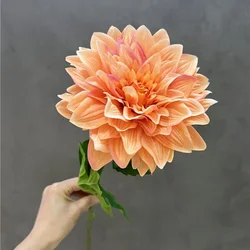 2pcs Garden Decor Simulation Dahlias Branch Real Touch Fake Flowers Green Plant Hotel Decoration Artificial Flower Pink Dahlia