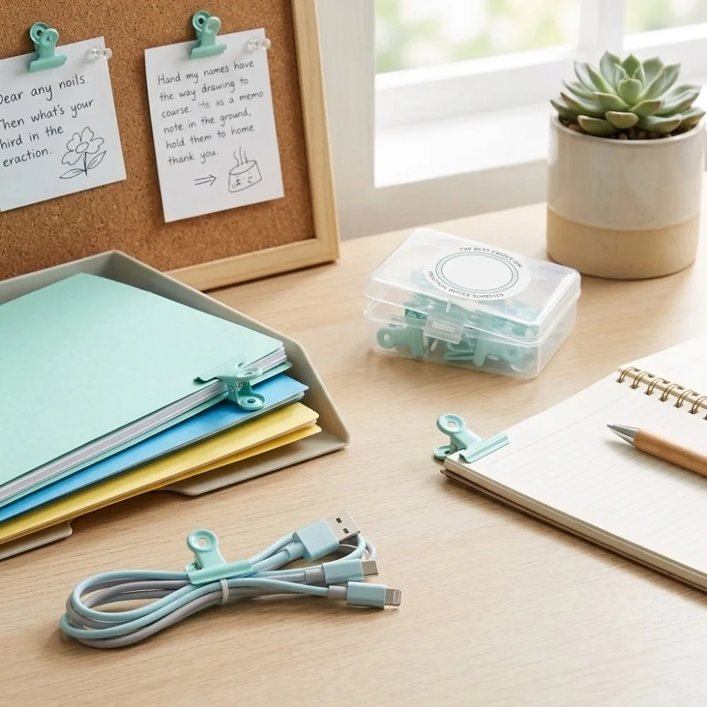 8pcs Portable Metal Binder Clips Round Head Colorful Paper Clips Macaron Color Box Packed Metal Clips Paper Arrangement