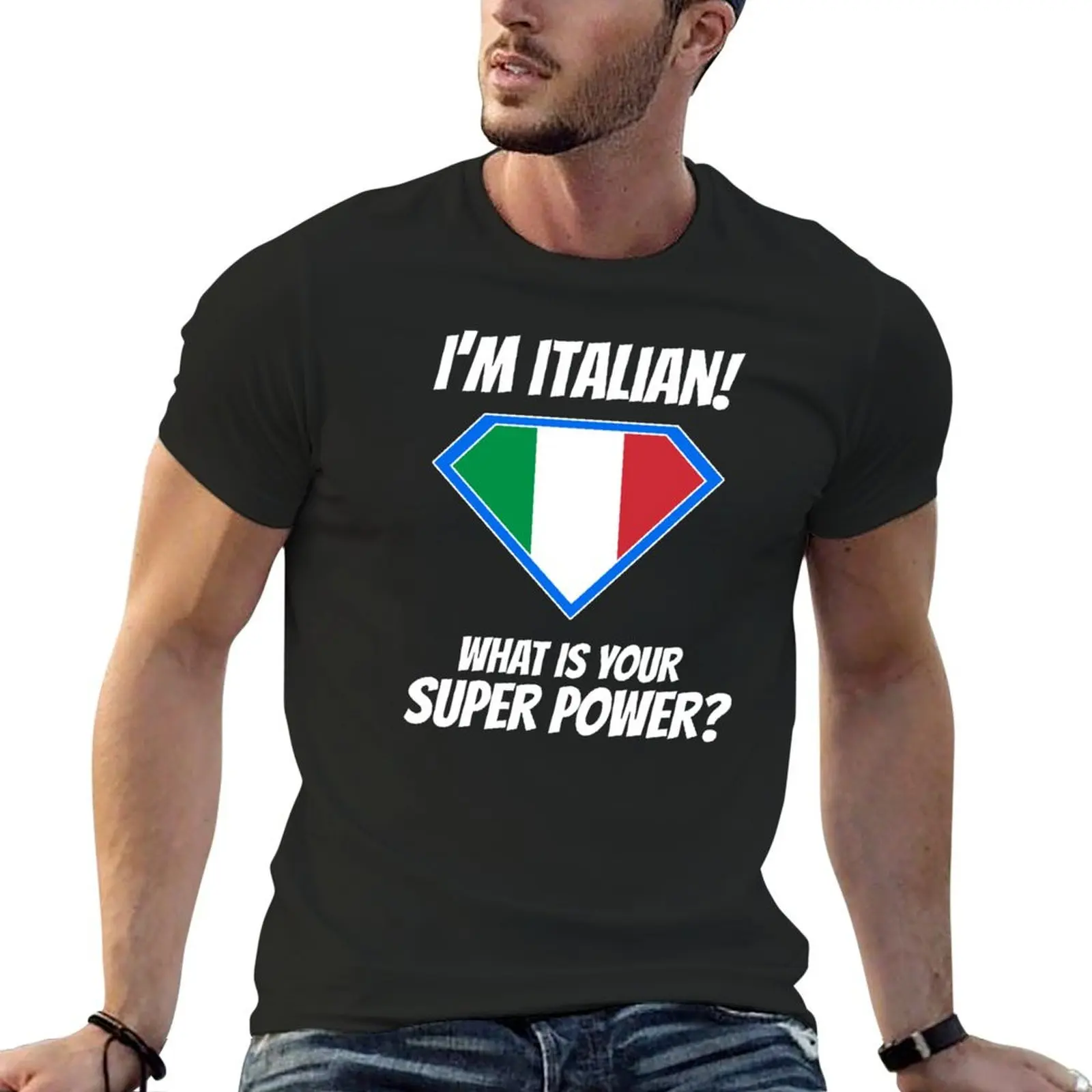 I'm ITALIAN what's your superpower? T-Shirt oversized graphic tee customizeds street wear graphic t shirt vintage men t shirts