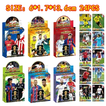 2025 Nieuwe Ronaldo 24 STKS Groothandel Mini Mess Mbappe Neymar Kaarten LASER Collectie Kaarten Klasse Voetbalster Zeldzame Spel Speelgoed gif