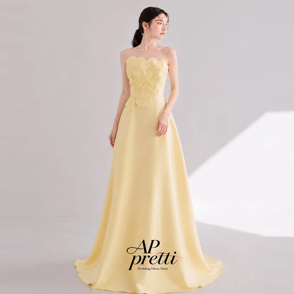 AP pretti Sweet Soft Satin Korea Wedding Dress Photo Shoot Sweetheart Customized Sleeveless A-line Floor-Length Bridal Gown