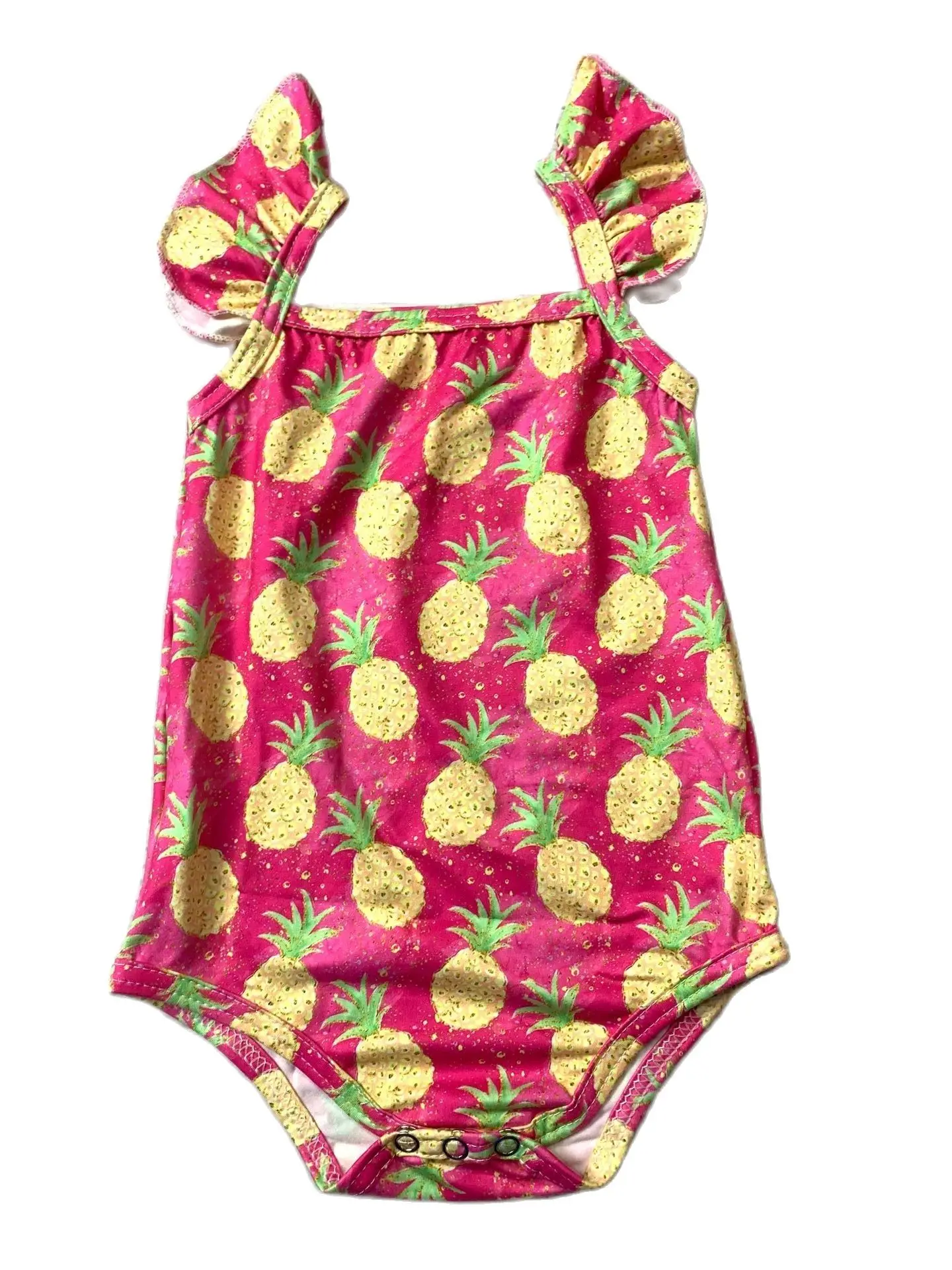 

Rompers Summer Solid Infant Girls One-piece Short Sleeve New Born Cotton Clothes Baby Girl Pinapple Prints