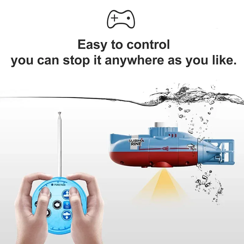 Mini RC Submarine Remote Control Boat Waterproof Diving Toy Simulation Model Gift For Kids