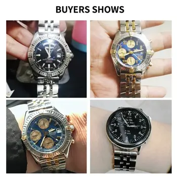 سوار ساعة بريتلينغ المقاوم للماء من الفولاذ المقاوم للصدأ، متوفر بمقاسات 18/20/22 مم، مناسب لساعات الطيران، وساعات أفنجرز، وبلاكبيرد، وسوبر أوشن كلتشر. 6 best sales سوار بريتلينغ - №5