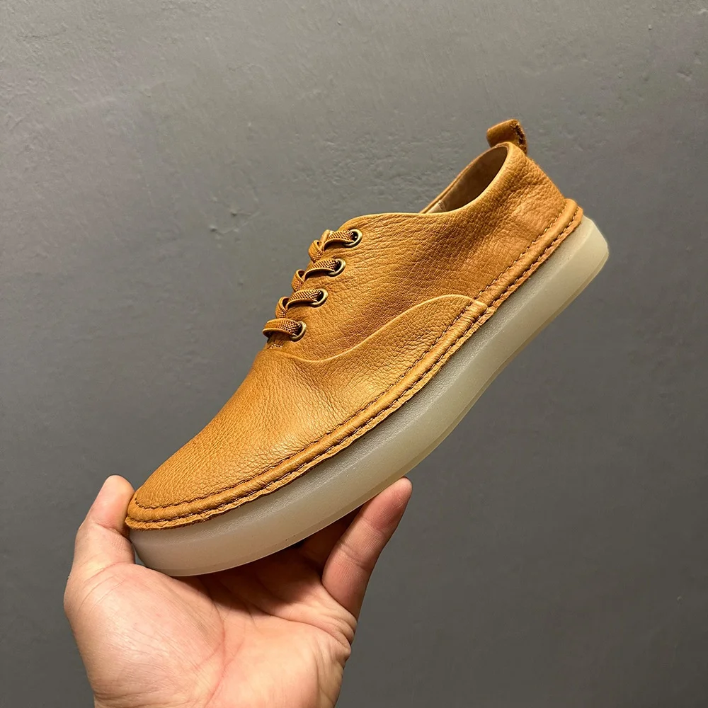 

AIJI Male Low Top Soft Cowhide Casual Shoes Shallow Breathable Summer Footwear men's Genuine Leather Social Brand Luxury Shoes