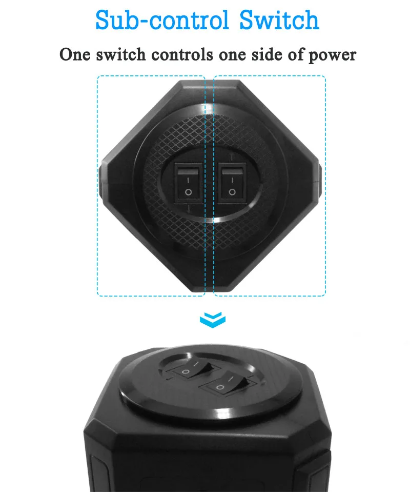 Imagem -04 - Faixa de Alimentação Usb Vertical Ficha eu Reino Unido Eua Ficha au Tomadas Universais Protetor contra Surta do Carregador Cabo de Extensão 66 Pés 2m