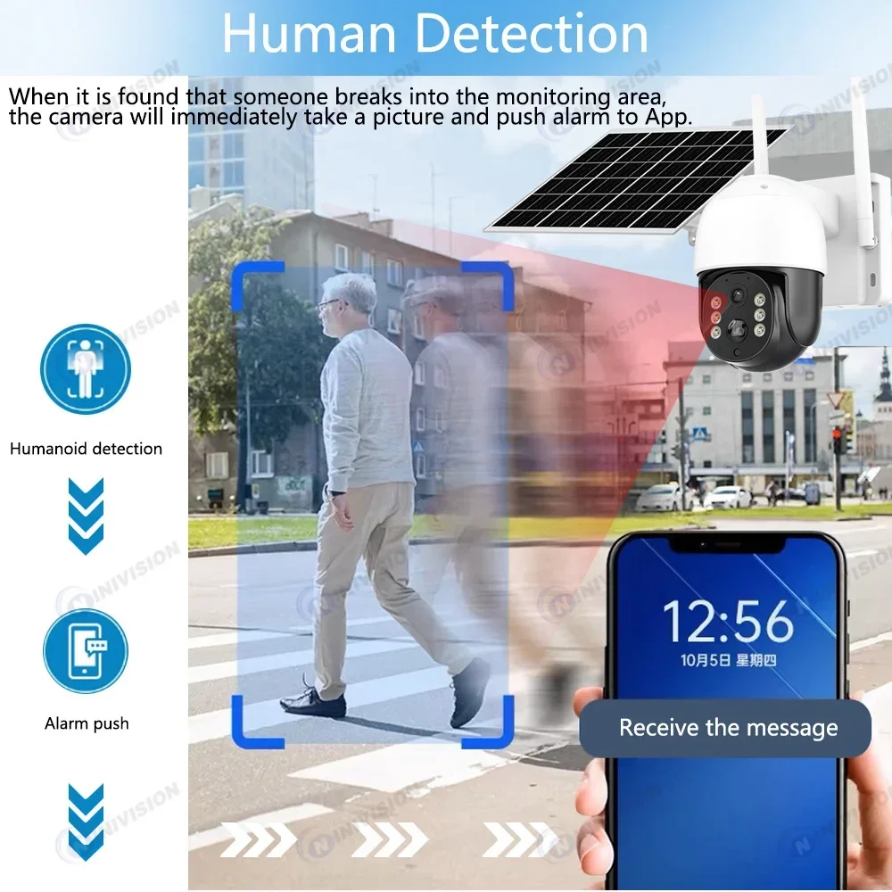 5mp Solar Wifi Ptz Camera Outdoor Ingebouwde Batterij Auto Track Security Camera Zonnepaneel Draadloze Videobewaking Cctv Icsee