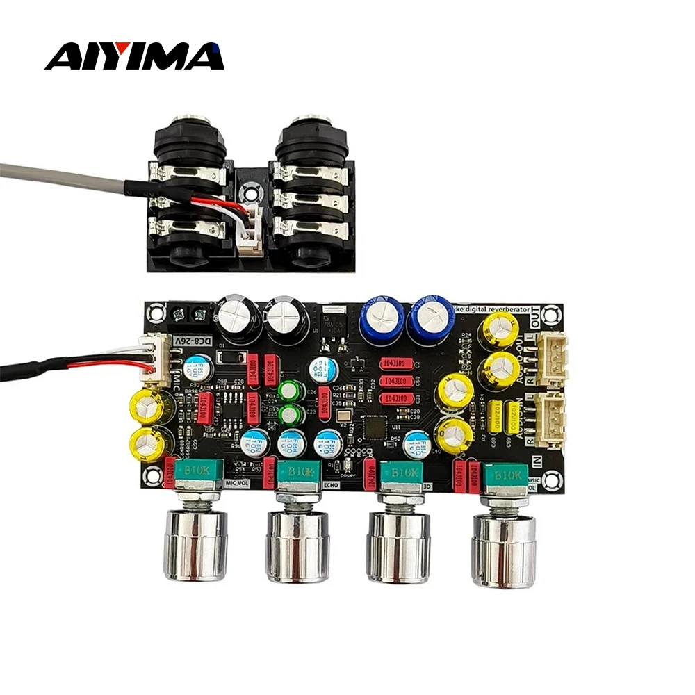 AIYIMA Microphone Karaoke Reverb Preamp Board K Singing Song ECHO DSP Mixing Volume Tone Preamplifier Anti-Whistle For Amplifier