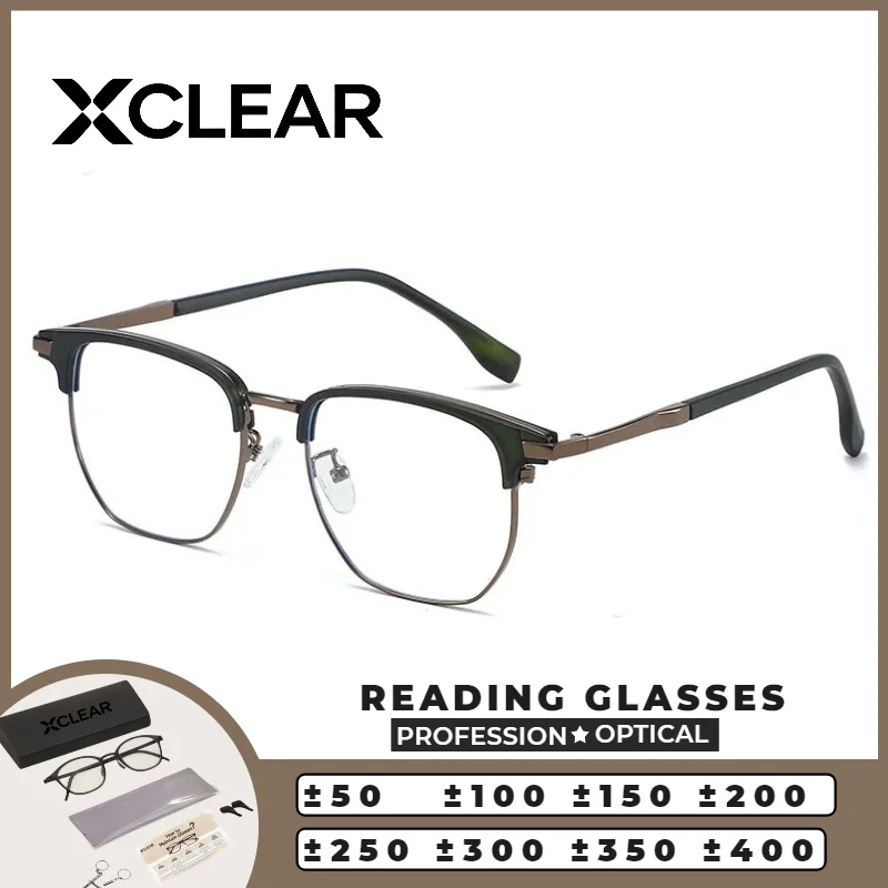 

XCLEAR Vintage Reading Glasses Eyebrow Frame Rectangle Optical Anti Blue Ray light Progressive Prescription Eyeglasses Classic