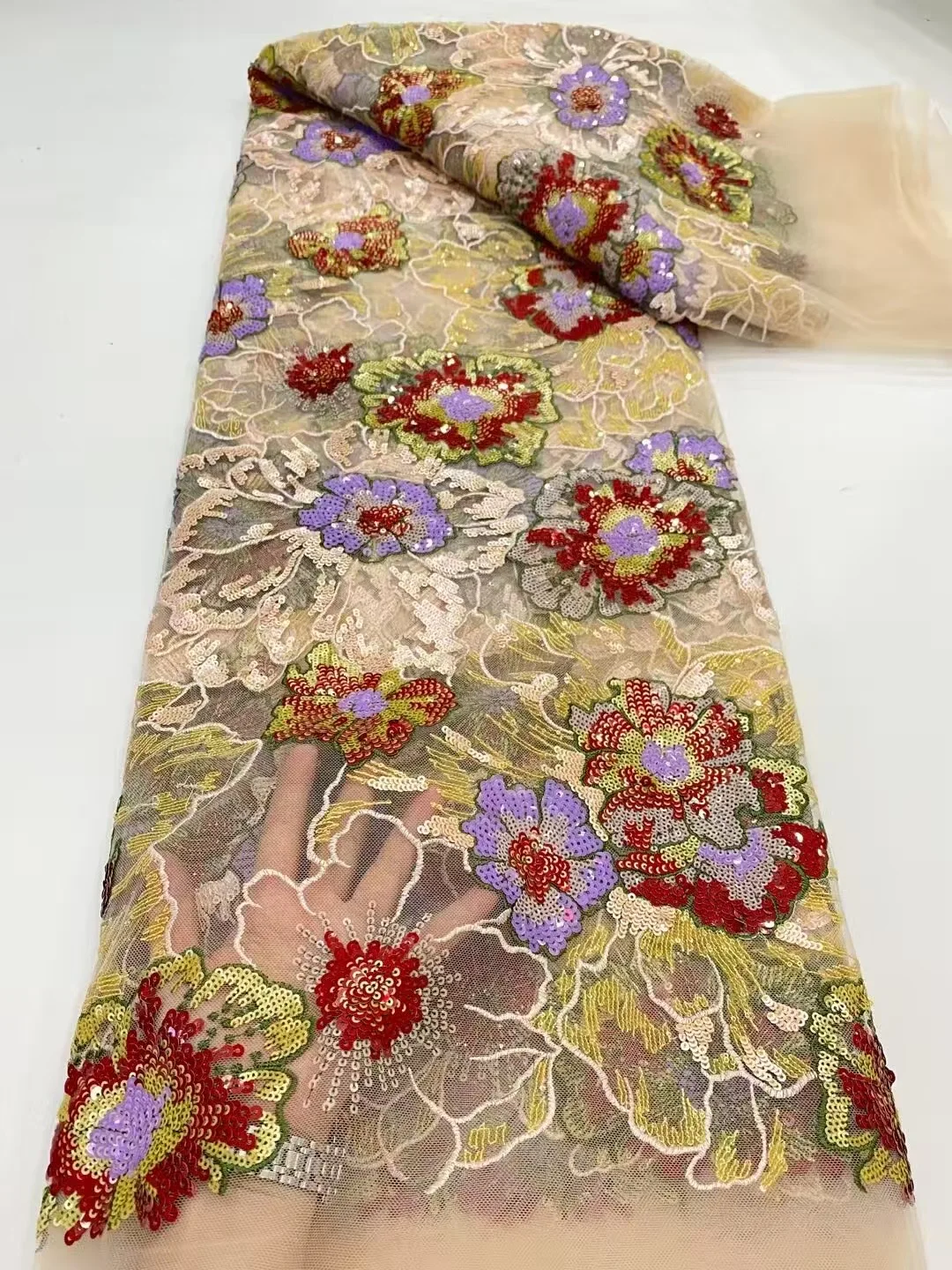 

Latest African Lace Fabric 2025 High Quality,Fabrics By The Meters,Sequin,Tulle,Wedding Dresses,Embroidery,Mesh,Cloth,5 Yards