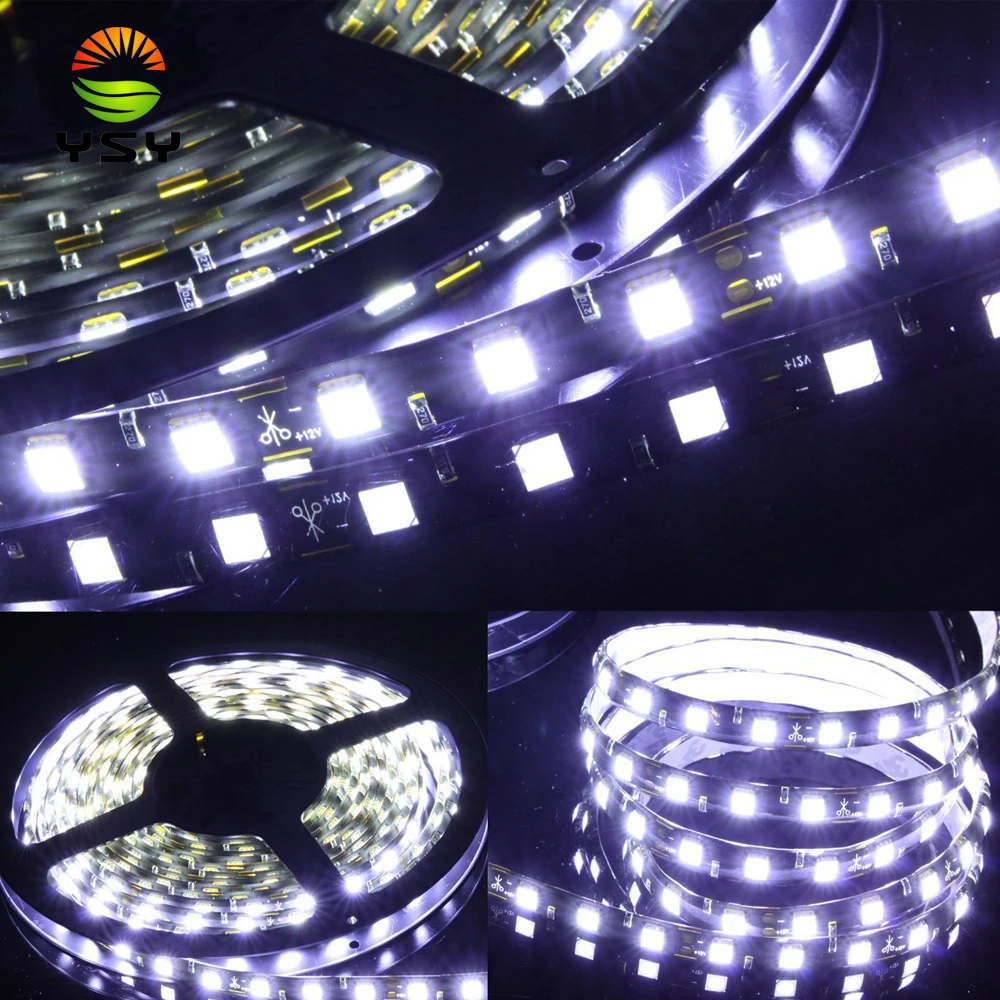 YSY LED Strip 5M 5050 2835 IP65 Waterproof 60led/m DC 12V 300 LEDs Warm White RGB Tape Rope Strip Fexible Light