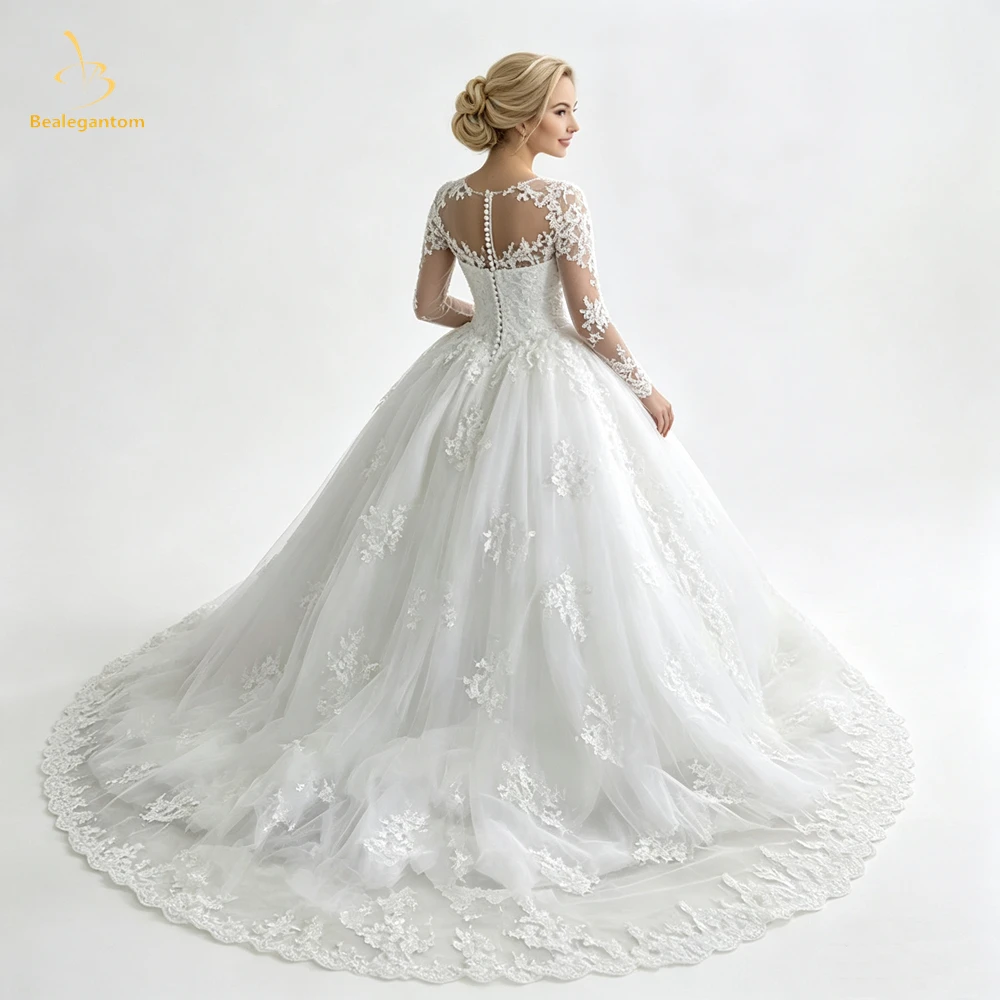 Bealegantom Elegant Long Sleeves Wedding Dresses for Woman 2026 Lace Appliques Bridal Gowns Vestidos De Novia QA542